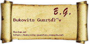 Bukovits Gusztáv névjegykártya